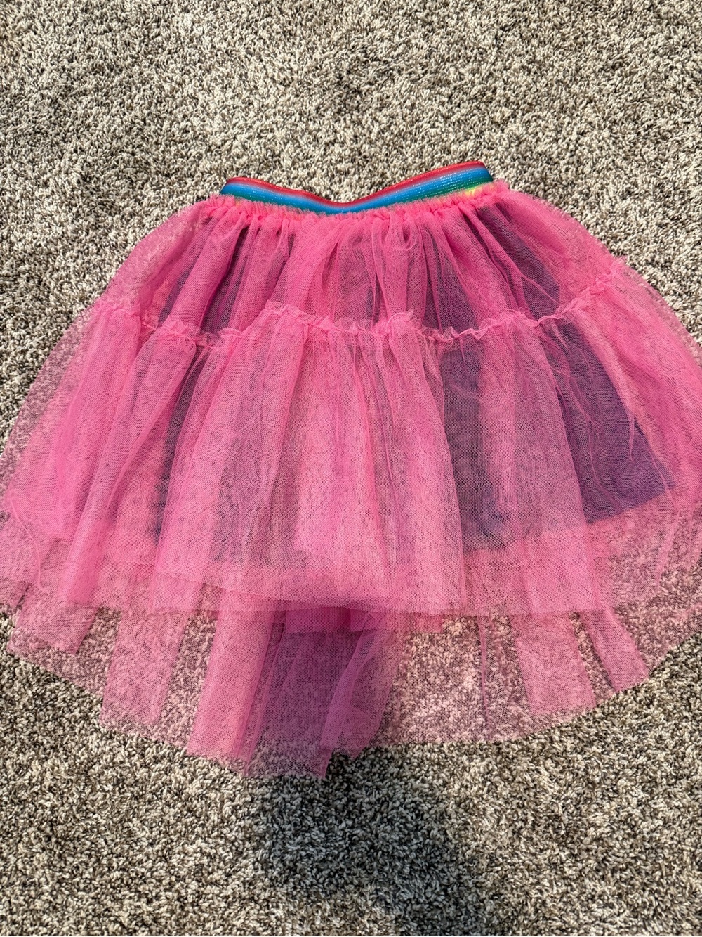Truly Me Pink Tulle Tiered Skirt with Rainbow Elastic Waistband